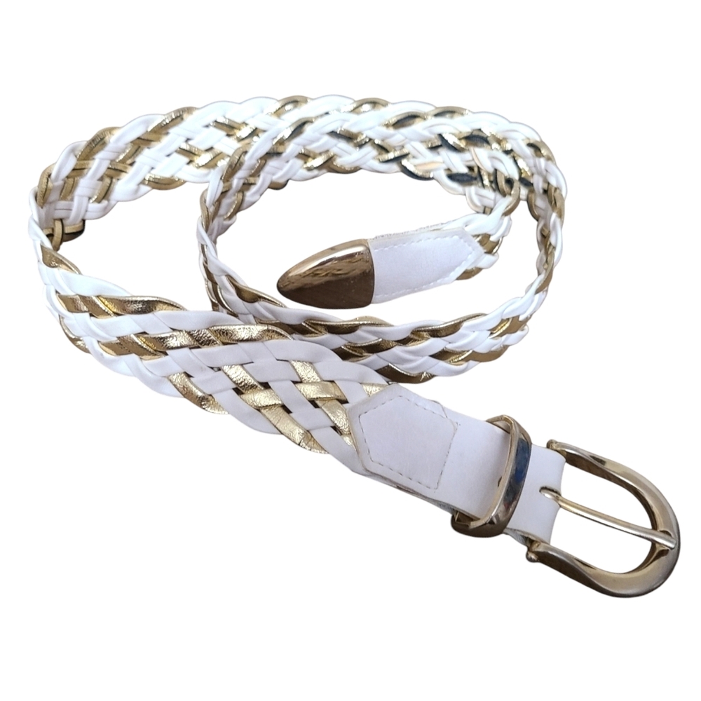 Vintage white & gold braided‎ belt